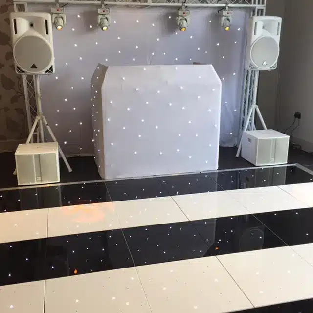 Dance floor with white and black floor