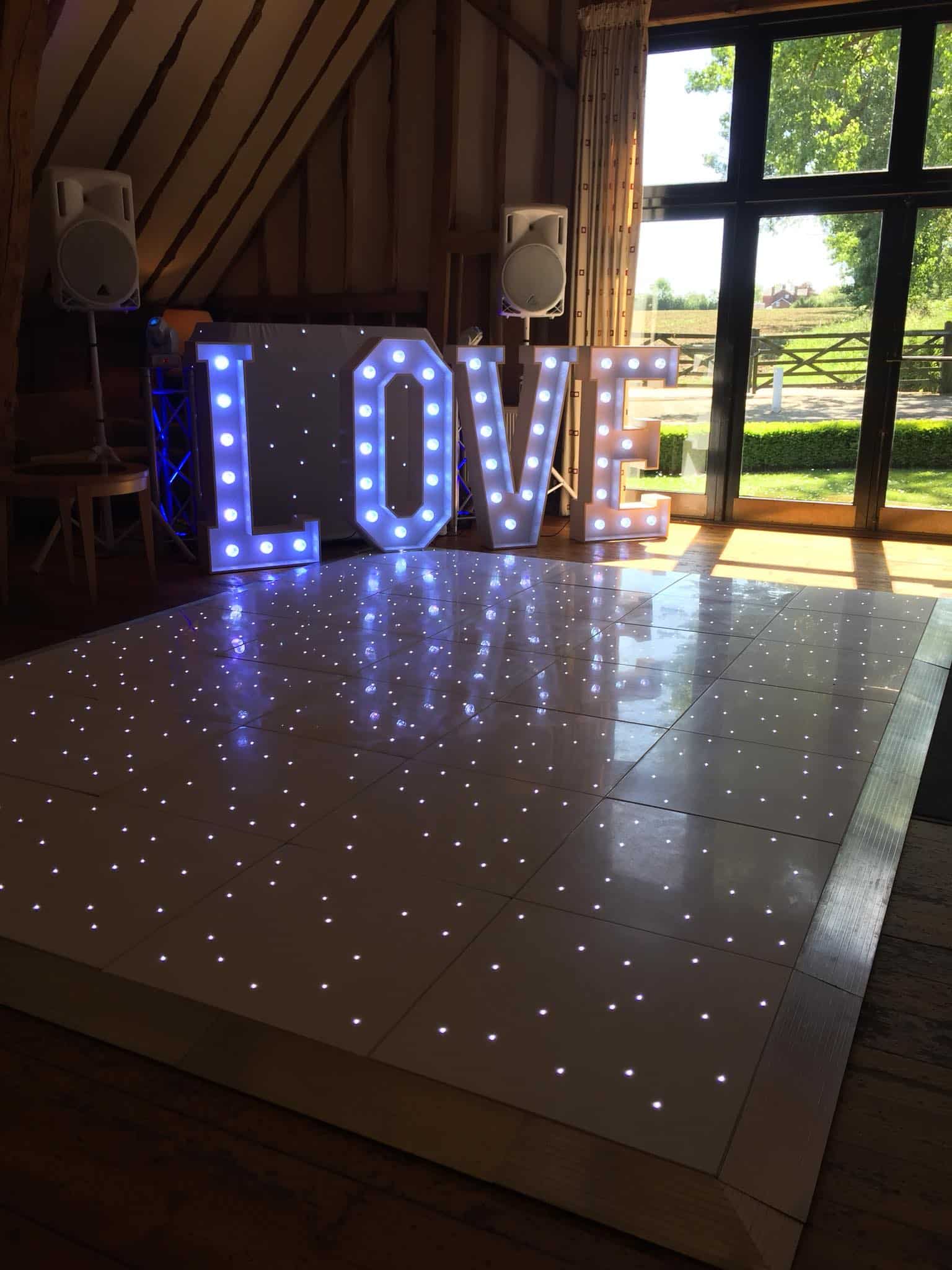 dance floor with love lights